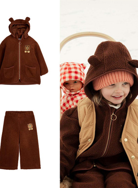 现货 瑞典Mini rodini 25秋冬新款 男女童日羊羔绒外套套装