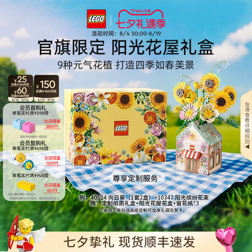 乐高阳光花屋礼盒永生花积木礼物