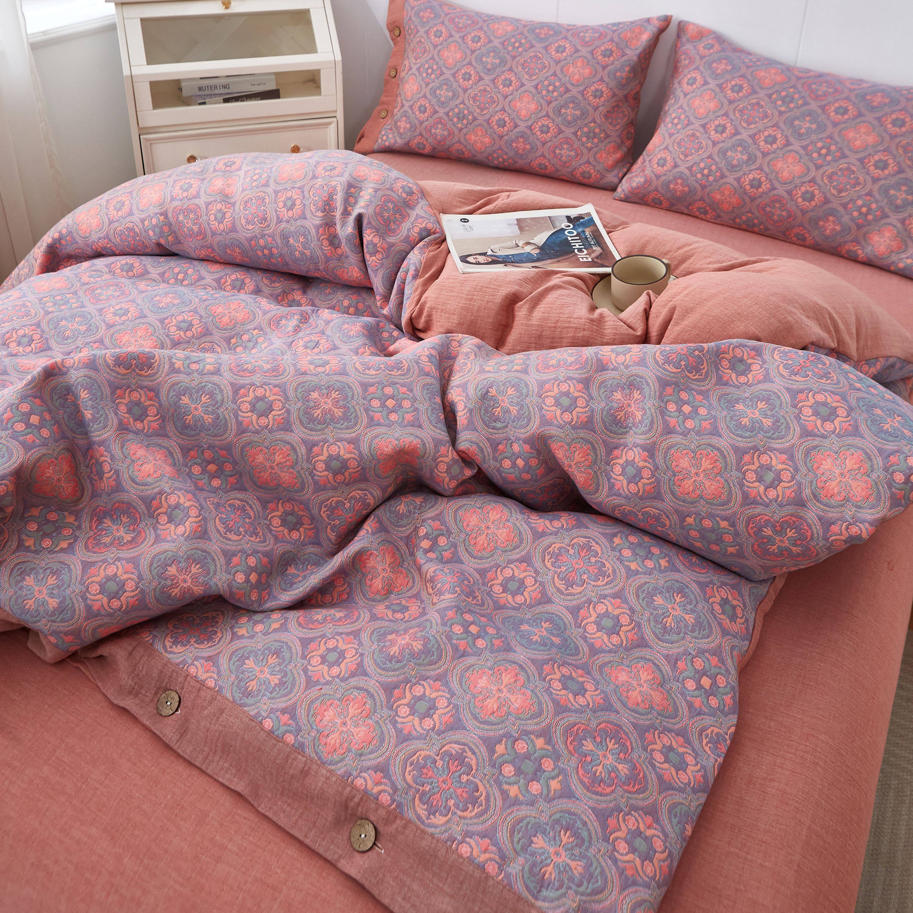 怀旧复古A类三层纱四件套全棉双层纱床单床盖被套空调夏凉被4件套,床上用品,床品套件/四件套/多件套,淘宝优惠券,粉丝福利购,淘宝优惠卷