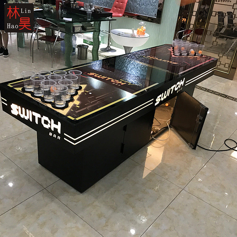 定制国外畅销酒吧投球桌夜场ktv茶几包厢led发光高台beerpong娱乐