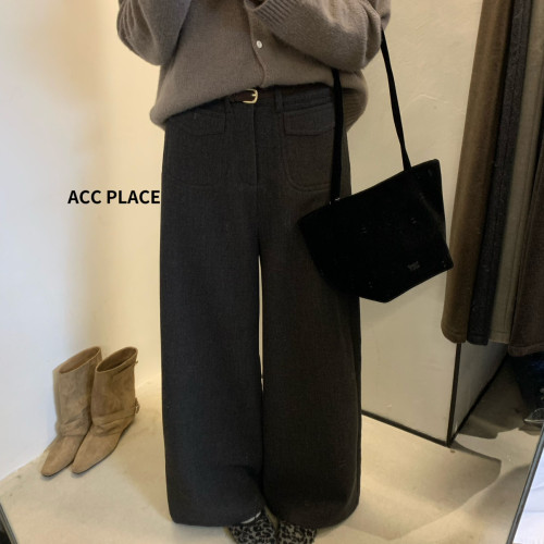ACC PLACE焦点-系百搭直筒阔腿裤加绒加厚休闲裤(配腰带随机)5601