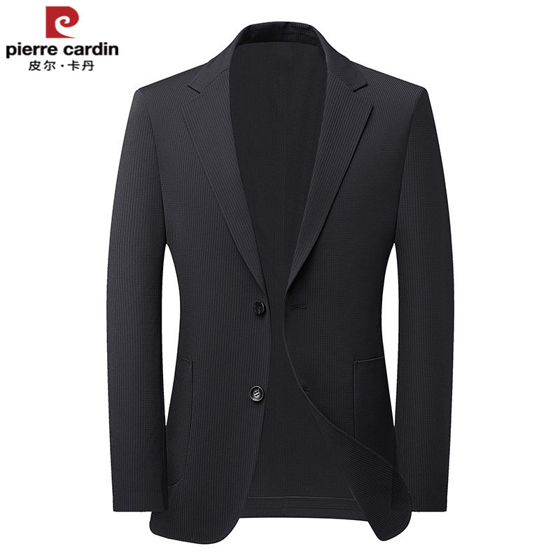 皮尔卡丹商务风西服男单排扣免烫休闲西装中年高级感外套长袖上衣