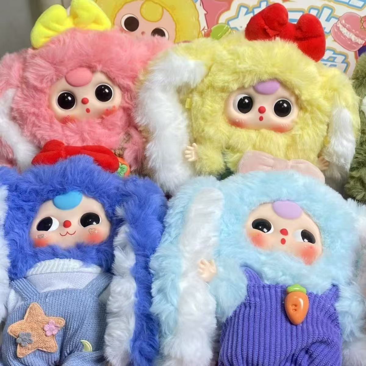 娃三岁BabyThree马卡龙小小兔二代毛绒盲盒可爱女生挂件