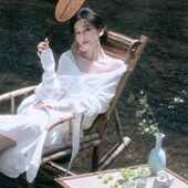 女装 新中式 佛系禅意气质大码 海边度假收腰汉服晨袍长裙连衣裙夏