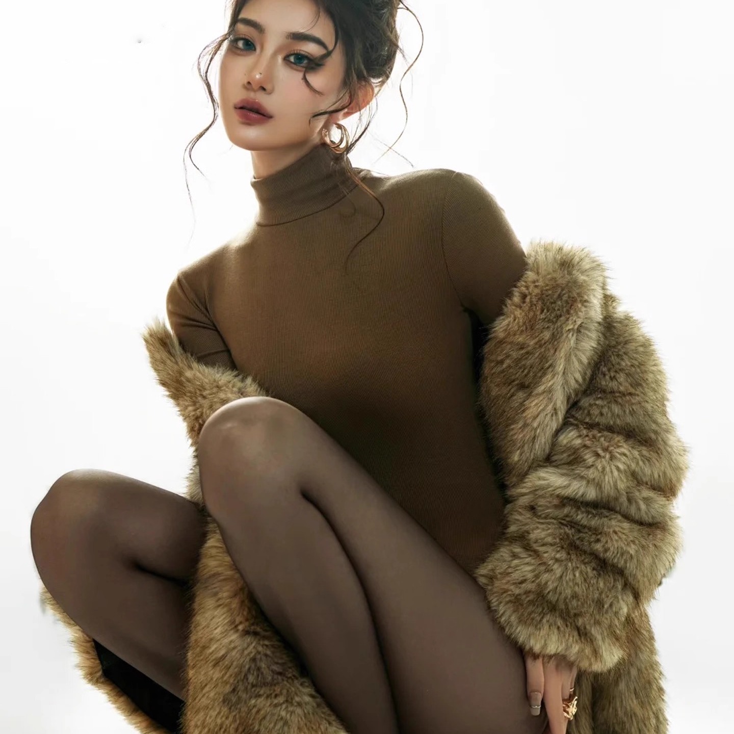 轻熟气质修身高领打底内搭连体衣