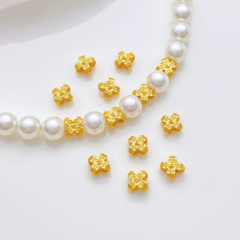 S925古法银镀金小花朵隔珠