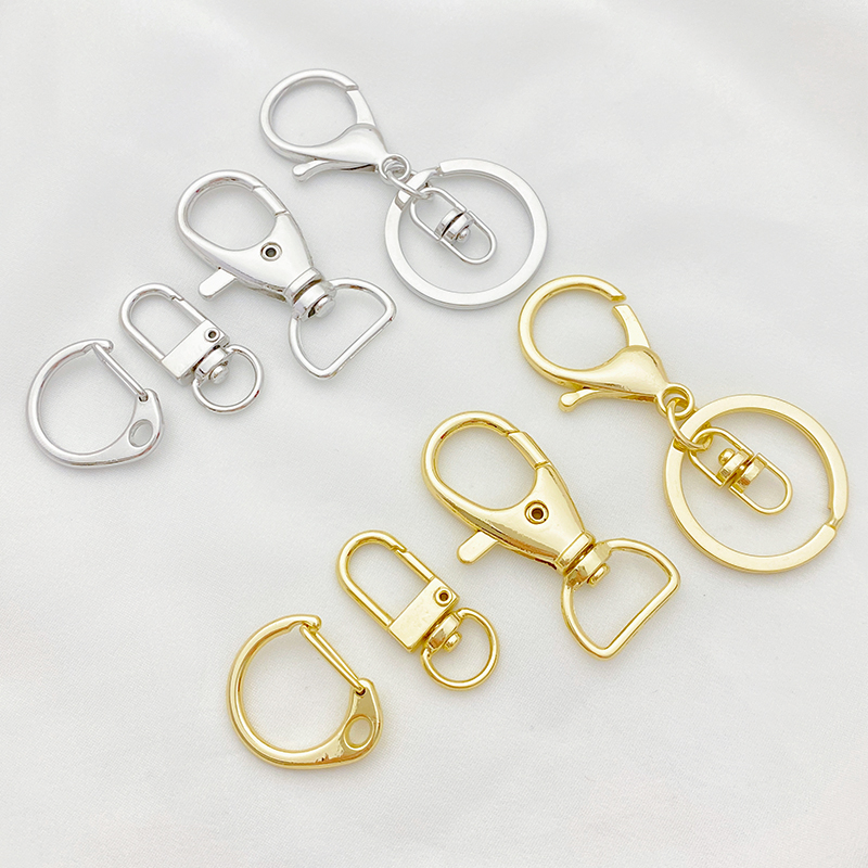 14K包金旋转钥匙扣三件套弹簧扣
