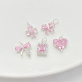 银色粉锆爱心蝴蝶四叶草吊坠挂件手工diy手链项链耳饰品材料配件
