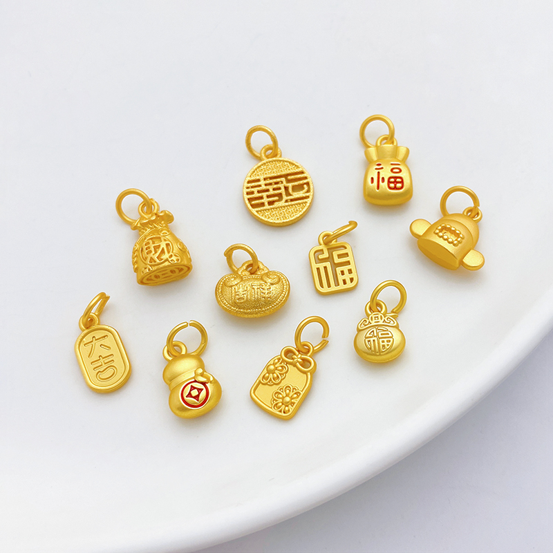 古法金保色福袋状元帽吊坠