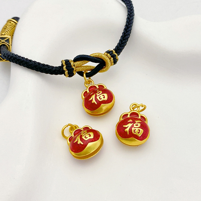 古法金福字福袋吊坠手工diy