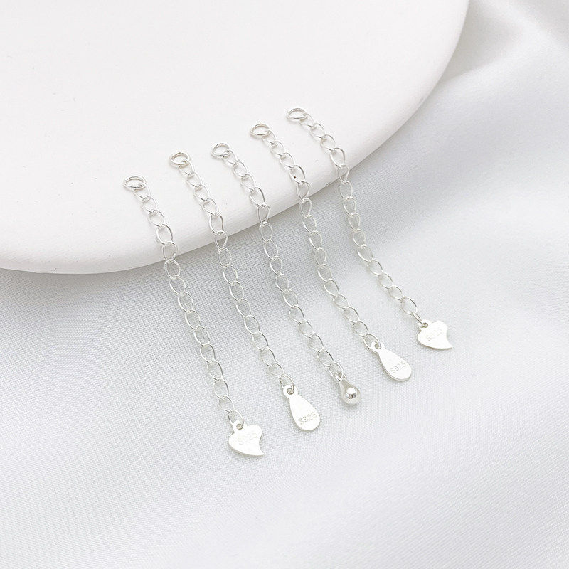 S925纯银水滴链爱心尾链延长链手工diy自制手链项链收尾材料配件,饰品/流行首饰/时尚饰品新,链条,淘宝优惠券,粉丝福利购,淘宝优惠卷
