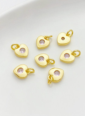 18K包金镶锆石桃心吊坠挂件