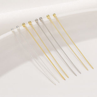 圆头针球针铜镀18K真金14K纯银色珠头针diy手工耳环饰品配件材料