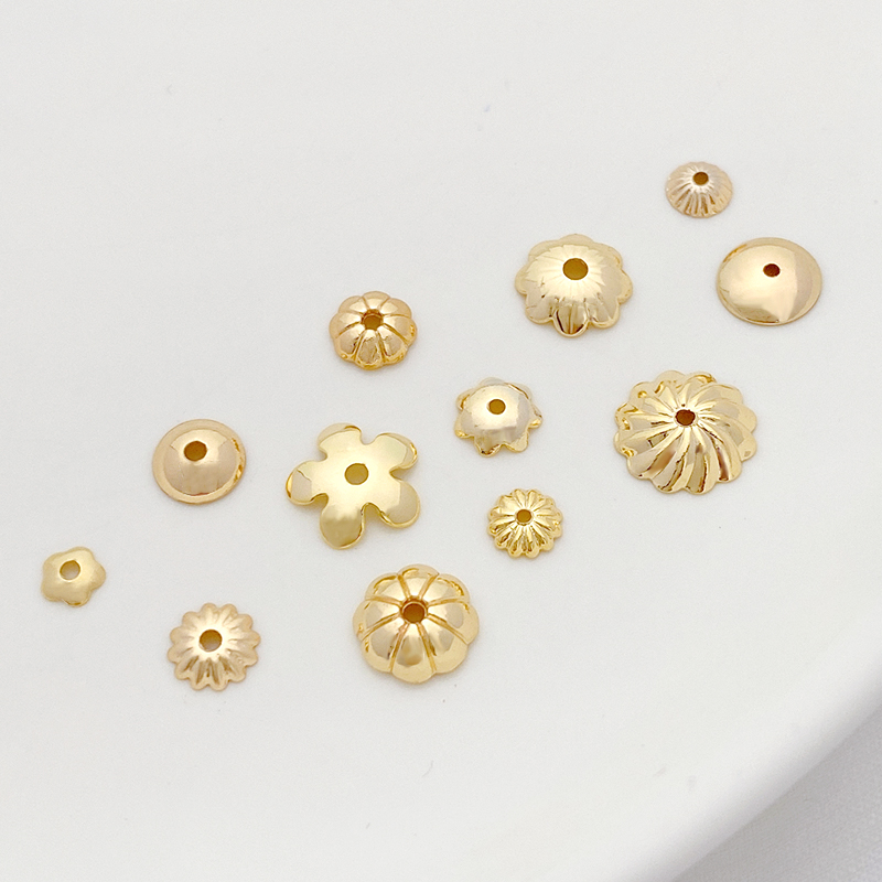 14K包金保色碗形花托光面珠托