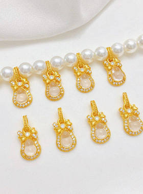 镶嵌水沫玉葫芦滴溜小吊坠