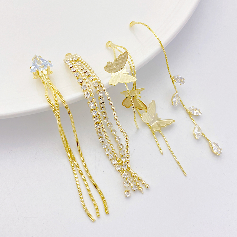 14K包金保色流苏带吊挂链耳链