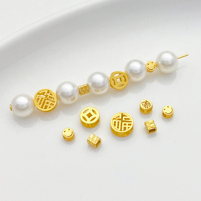 S925古法银镀金隔珠隔珠手工diy
