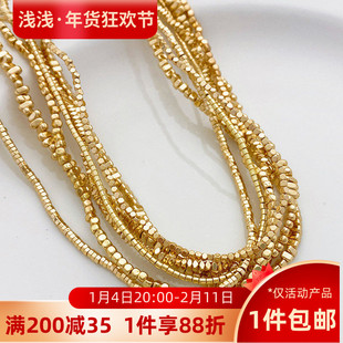 小碎金黑胆石镀金方珠三角隔片隔珠手工diy手链项链串珠材料配件