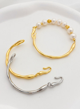 18K包金保色不规则光面树枝手镯