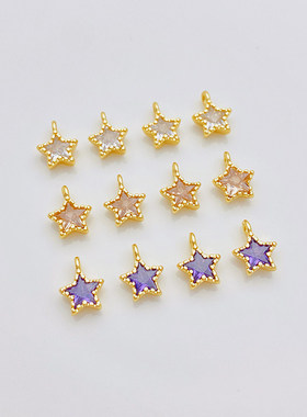 18K包金保色镶嵌锆石五角星吊坠