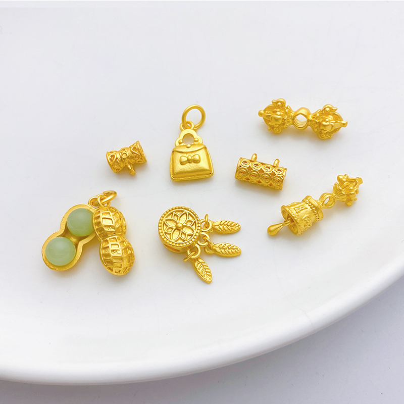 古法金花生镂空弯管捕梦网隔珠