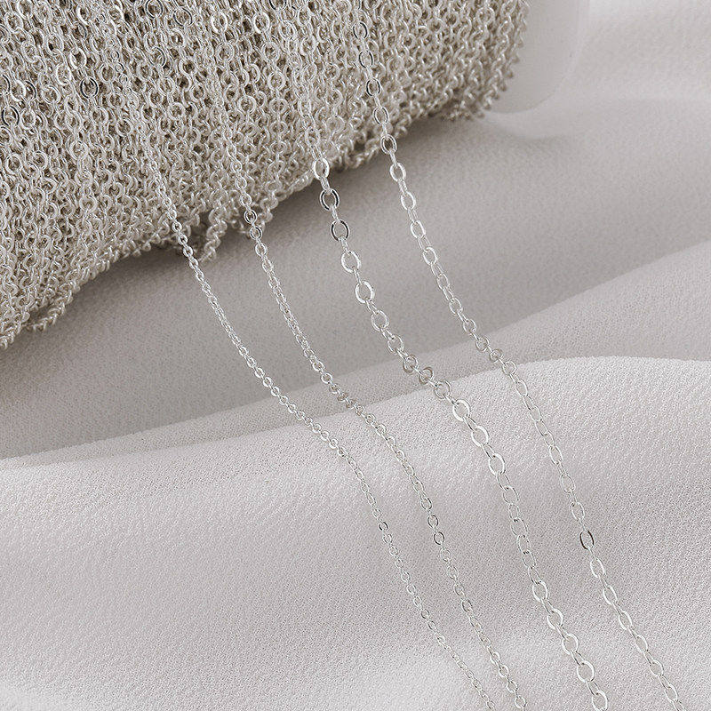 铜链镀S925银保色O字链条手工diy制作手链项链散链首饰品材料配件