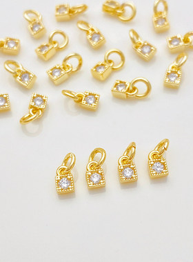 14K包金保色单锆方形小滴溜