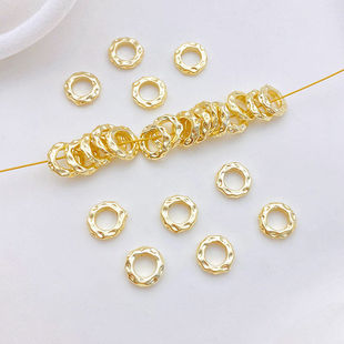 14K包金保色凹点卡环盘缠隔片锤纹闭口圈diy串珠手链项链材料配件