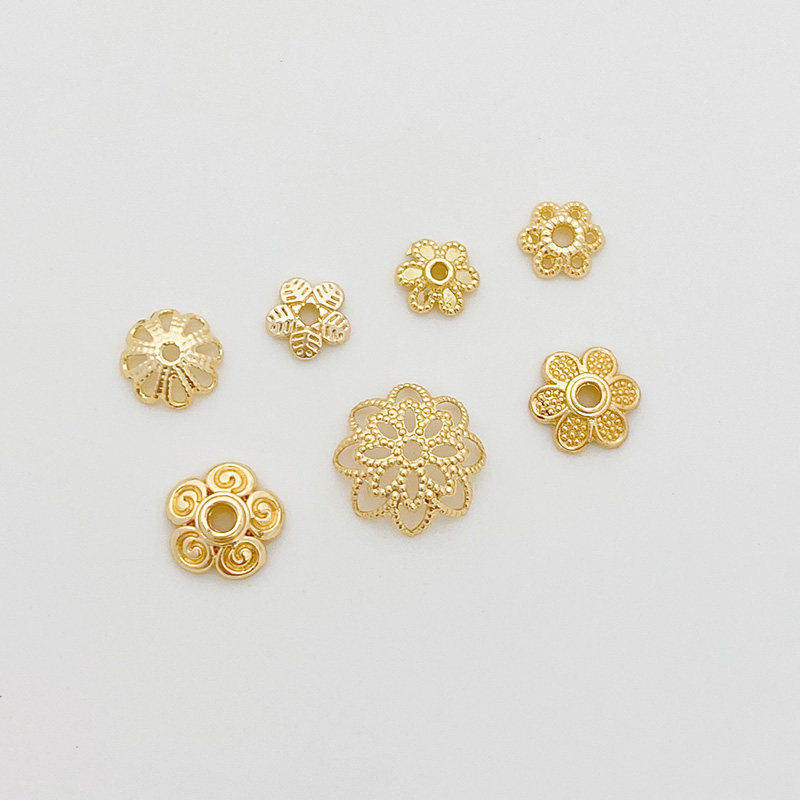 14K包金保色花托五瓣花珠托珠帽图片