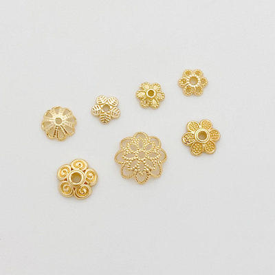 14K包金保色花托五瓣花珠托珠帽