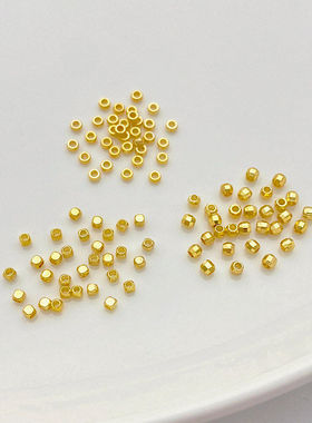 18K包金保色小方珠扁珠镭射珠隔珠散珠手工diy串手链项链饰品配件