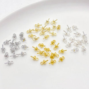 保色14k18K包金纯银色半孔珍珠吊坠珠托花托diy手工串珠饰品配件