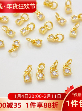 14K包金保色单锆方形小滴溜