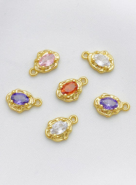 14K包金保色椭圆锆石吊坠