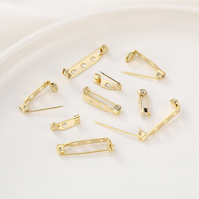 14K包金保色带孔别针胸针底托