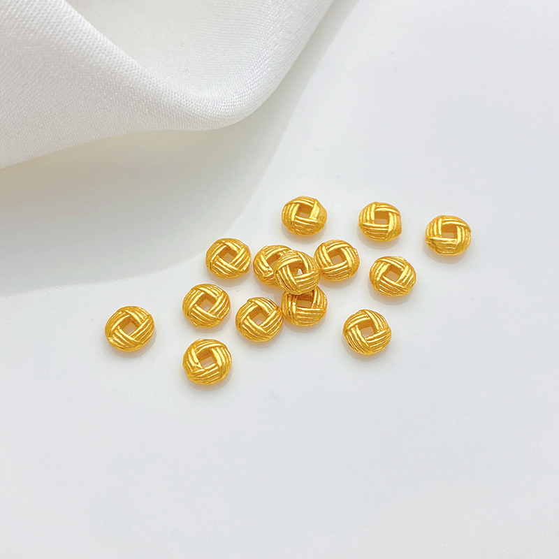 S925古法银镀金菠萝结麻花隔珠