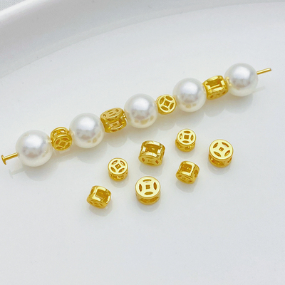 18K包金铜钱镂空隔珠散珠