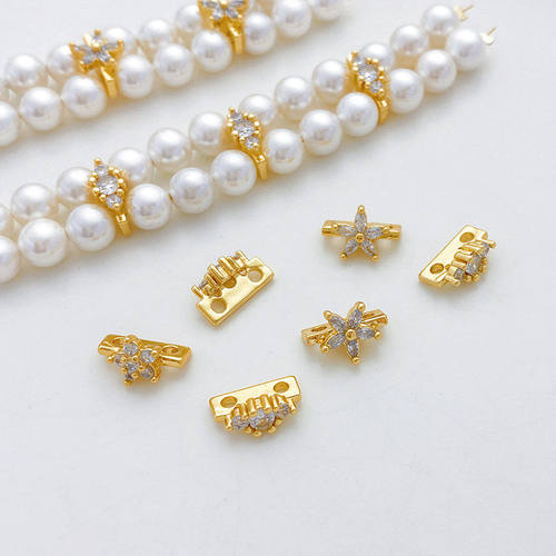18K包金保色镶锆花蝴蝶双孔隔片