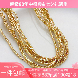 小碎金黑胆石镀金方珠三角隔片隔珠手工diy手链项链串珠材料配件