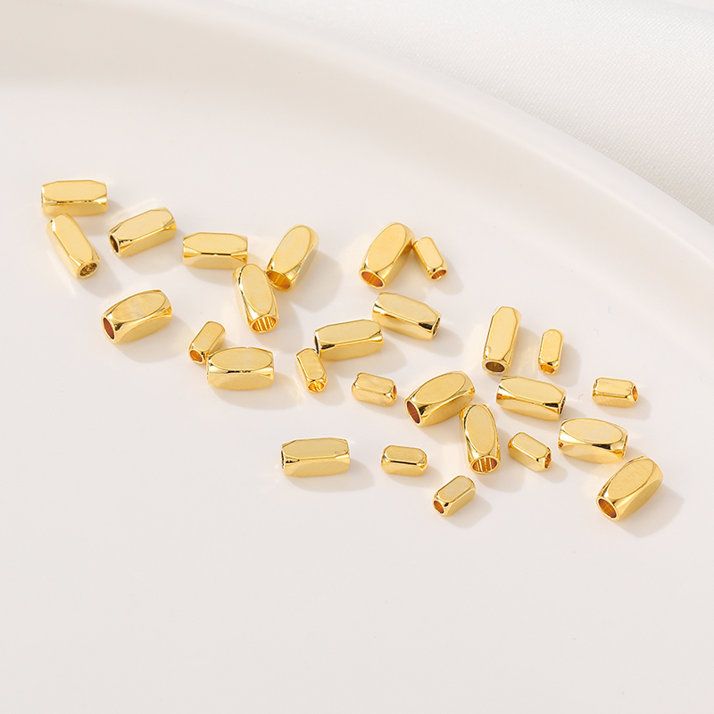 14K包金保色长条形圆角隔珠配件