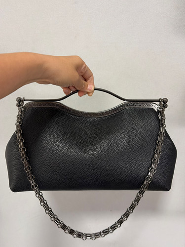 纯手工牛皮新款复古时尚休闲百搭真皮女包口金晚宴气质手提包27cm