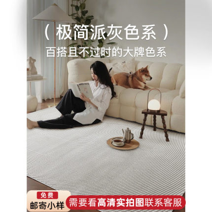 地毯极简客厅茶几毯侘寂极简风现代简约卧室满铺高级灰素色毯