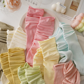 小伍说 网红超火袜子女夏薄中筒堆堆袜含棉日系甜美糖果纯色长袜