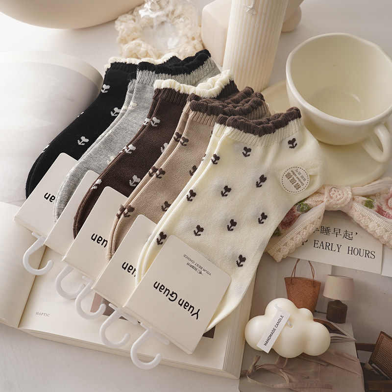 紧密赛络纺无骨抗起球！春夏袜子女短袜吸汗棉质低帮浅口花边船袜