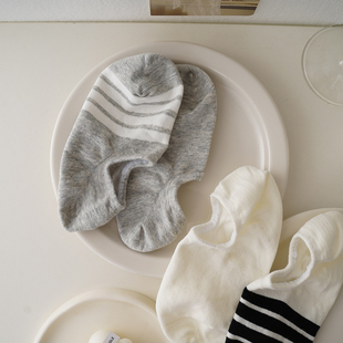 4双 浅口低腰短袜 简约纯色棉袜子女船袜防滑不掉跟学院风学生夏季