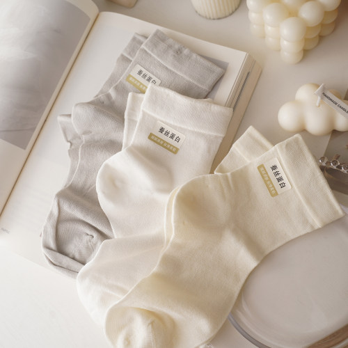 初秋限定柔软亲肤蚕丝蛋白无骨袜