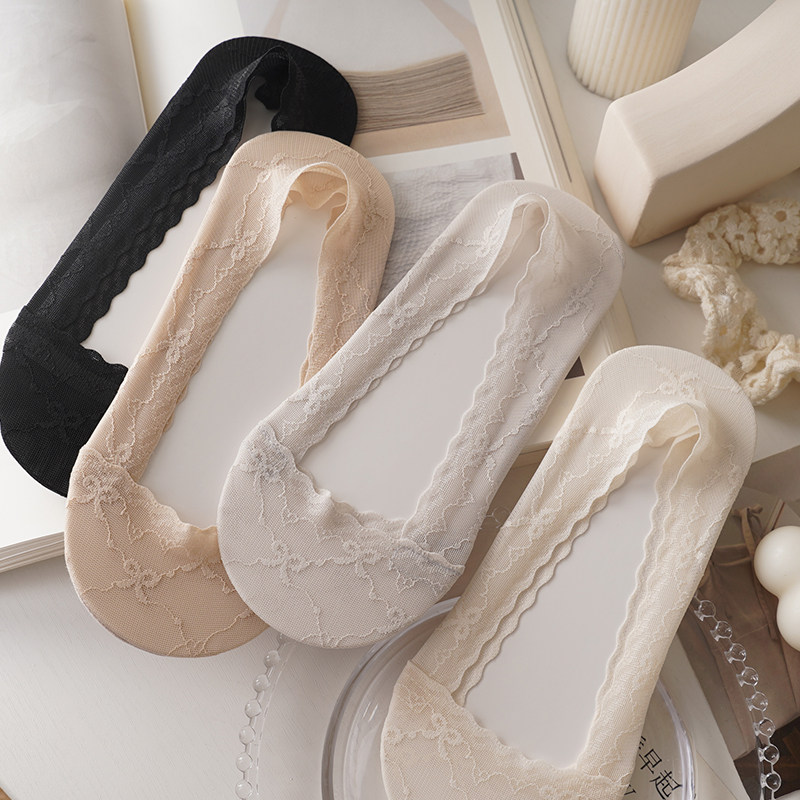 超美超仙~蝴蝶结蕾丝隐形袜子女~