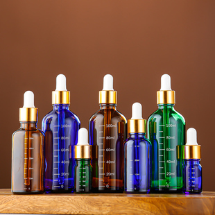 ▋10个装▋带刻度精油瓶茶色蓝色绿色避光调配瓶化妆瓶分装瓶滴管