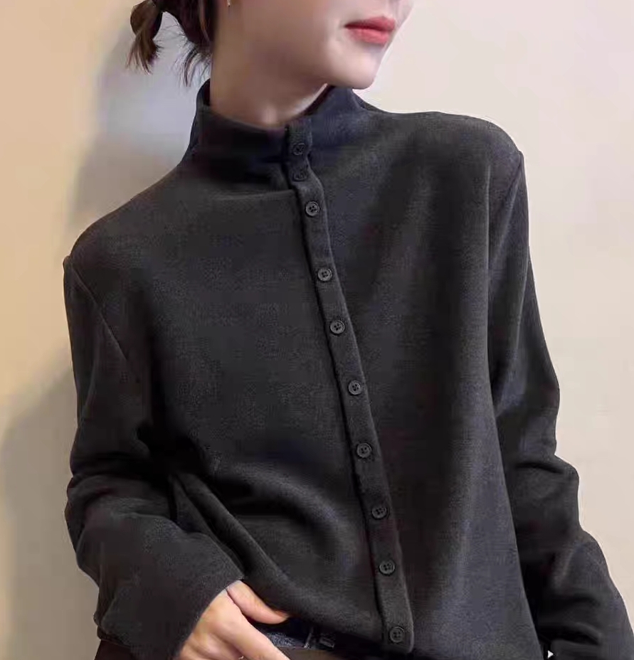 2025新款爆款秋冬巨好看的上衣德绒打底衫女半高领长袖高级感开衫