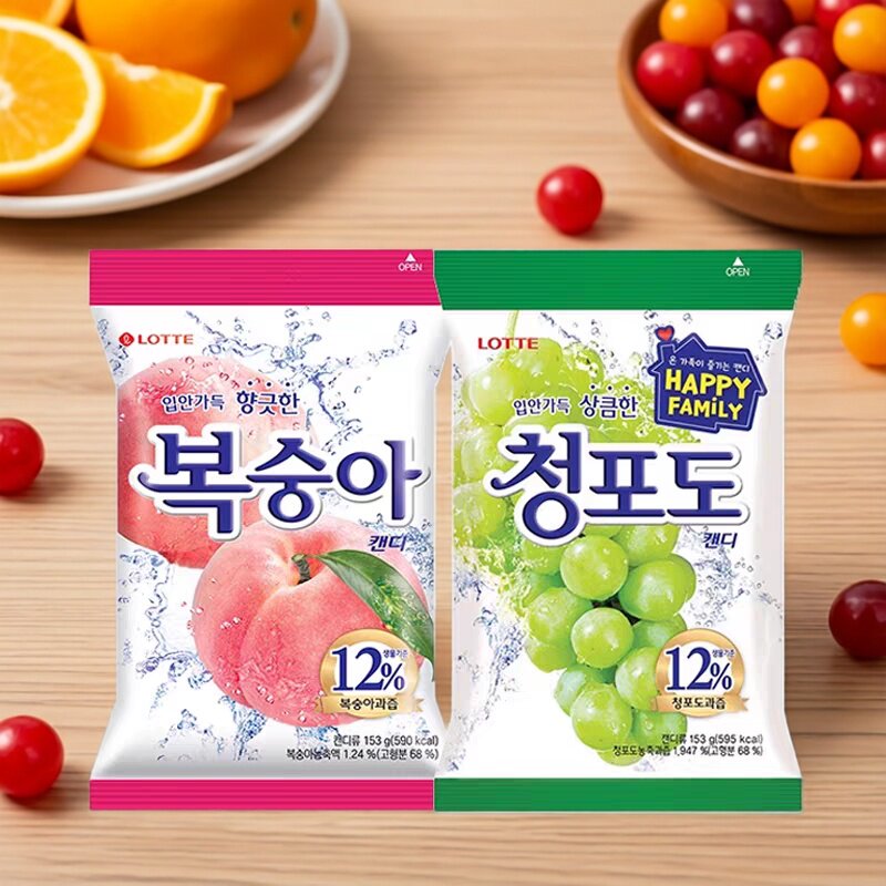 韩国进口LOTTE乐天青葡萄味硬糖153g袋装酸甜儿童水果喜糖小零食